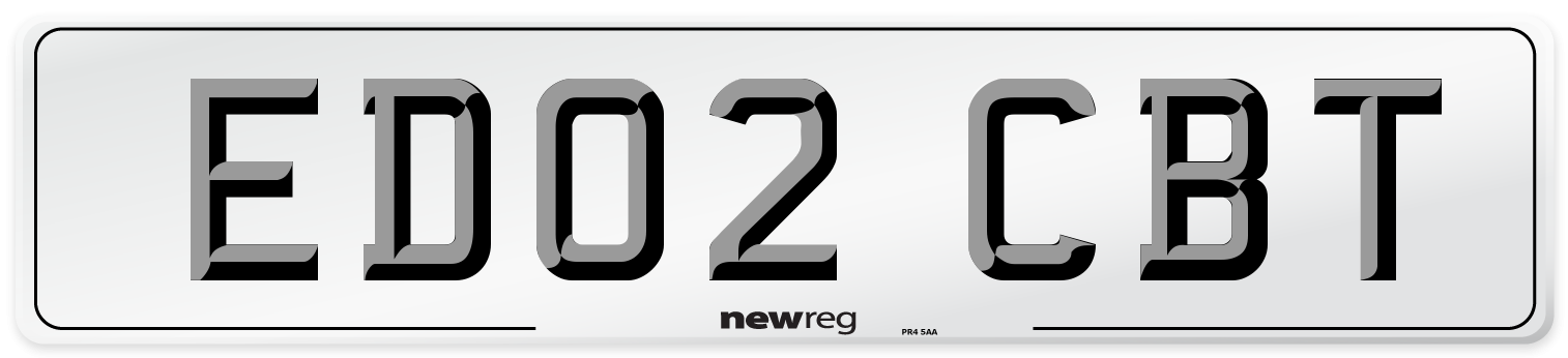 ED02 CBT Number Plate from New Reg